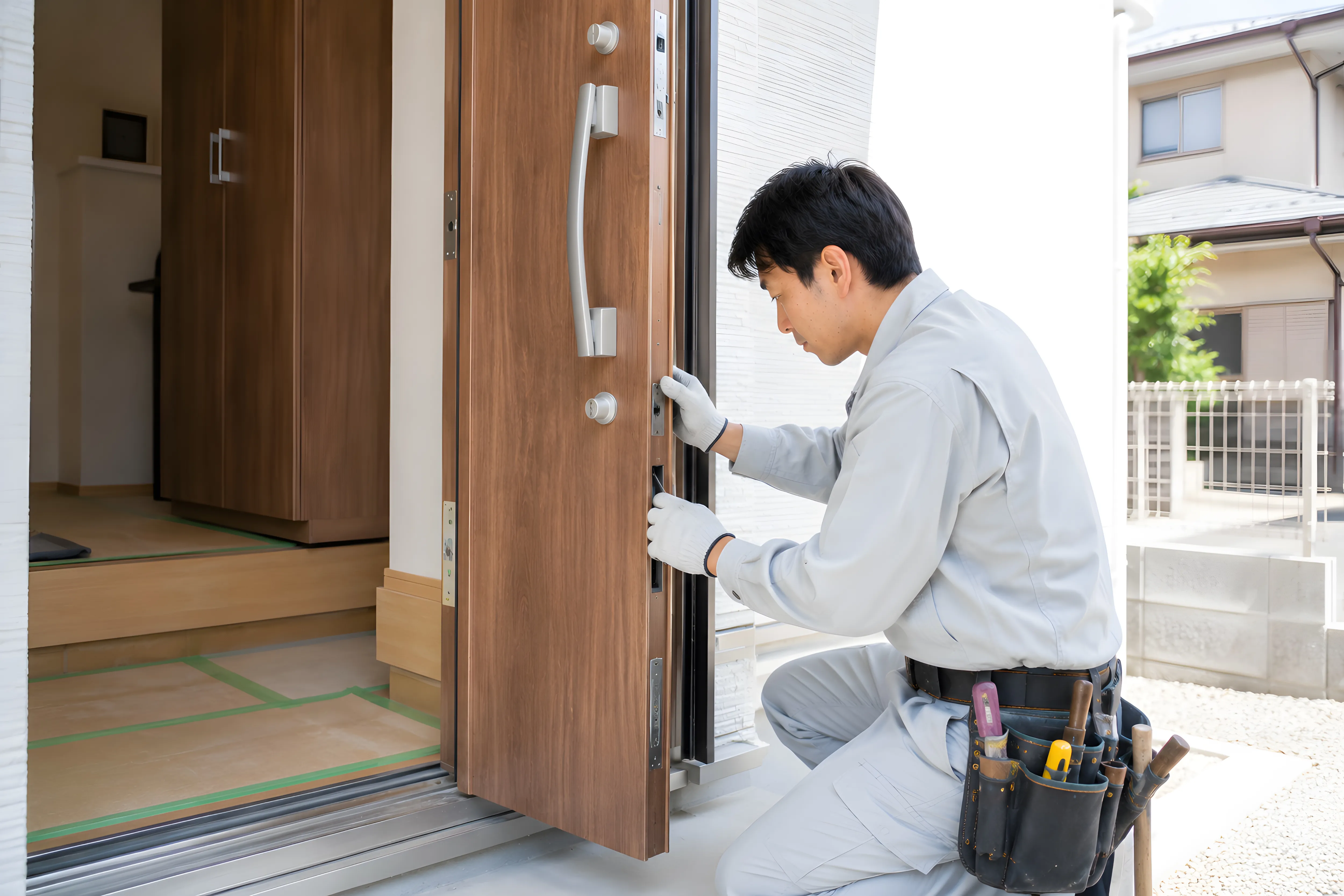 建設会社のホームページ制作イメージ｜住宅の施工現場で作業する職人